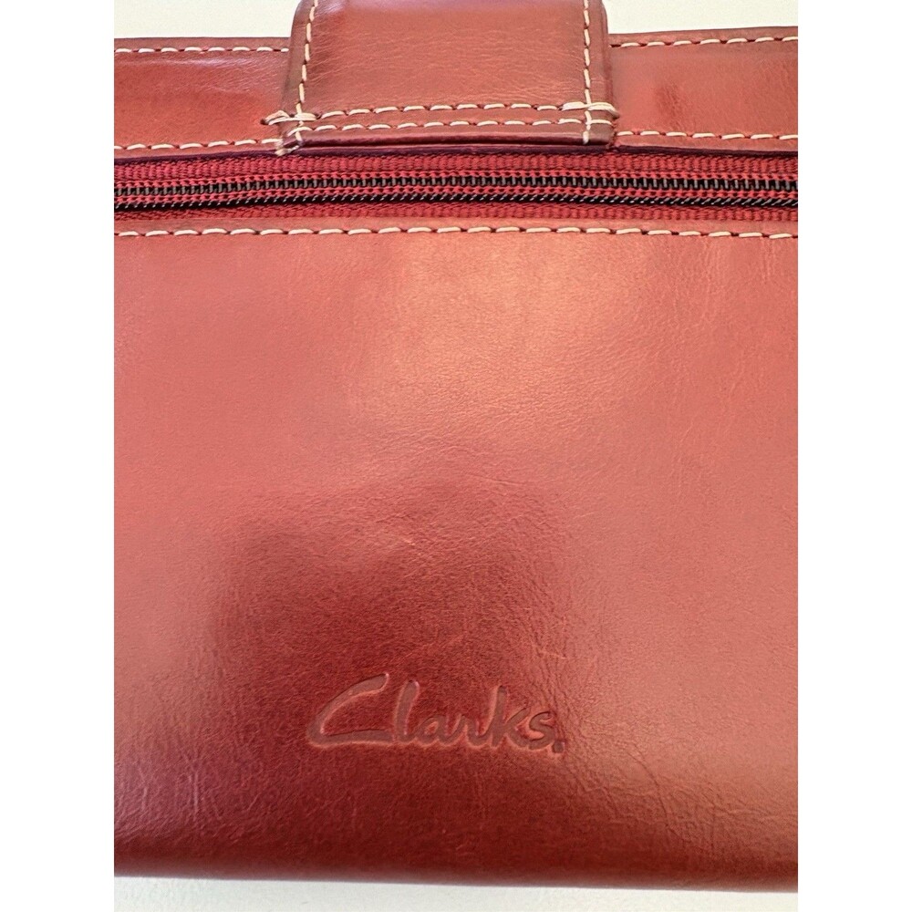 Clarks Genuine Leather Long Wallet Organizer Red Checkbook Vintage 90's Y2K - Picture 12 of 12